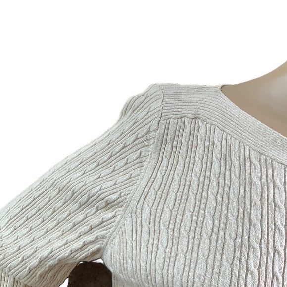 Karen Scott Beige Long Sleeve Cable Knit Sweater Sz XL Beige Aesthetic Normcore - Picture 10 of 13